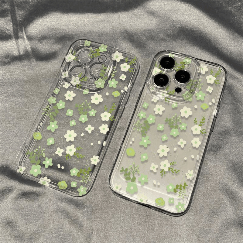Ins Green Fresh Floral Iphone17Promax Phone Case Suitable for Apple 16Pro Space Case 14 Sets