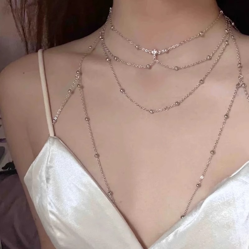 Mujer alto sentido de backless decorativo colgante pecho cadena cuerpo cadena clavícula cadena mujeres red Pila desgaste collar caliente estilo Accesorios