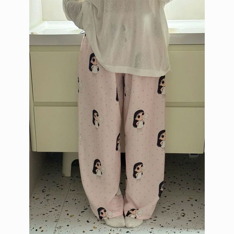 Round Neck Top + Cloud Cotton Long Pants Fashion Set for Women, Cartoon Nose-Picking Chicken Pure Cotton Short-Sleeve Student Casual Pajamas Round Neck Top + Cloud Cotton Long Pants Fashion Set for Women, Cartoon Nose-Picking Chicken Pure Cotton Short-Sleeve Student Casual Pajamas