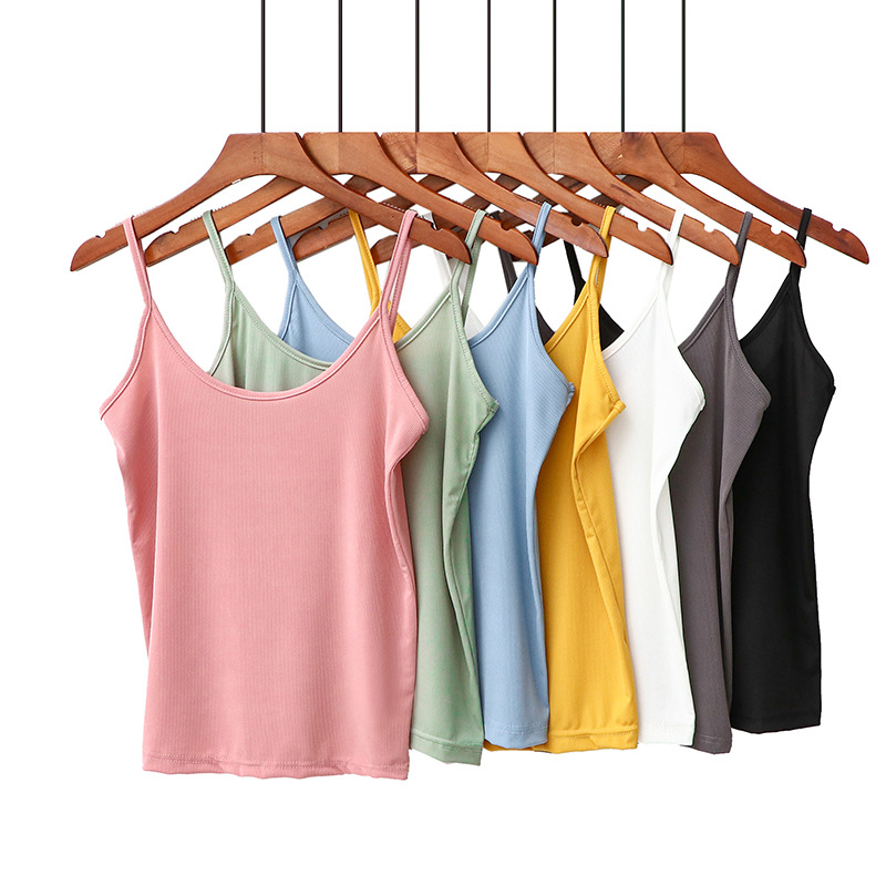 冰丝打底小吊带背心女夏季内搭薄款无袖外穿上衣T恤衫定制代发|ru