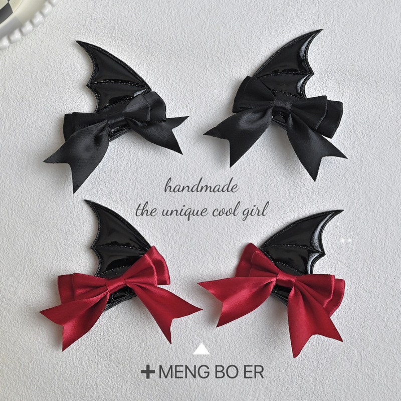 Black Little Devil Bat Wings Hairpin Halloween Red Butterfly Headwear Lolita Gothic Style Spice Hair Accessories