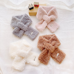 Adult+Kids Scarf Korean Style Winter Thick Warm Fleece Parent-Child Set Solid Color Plush Baby Neck Scarf