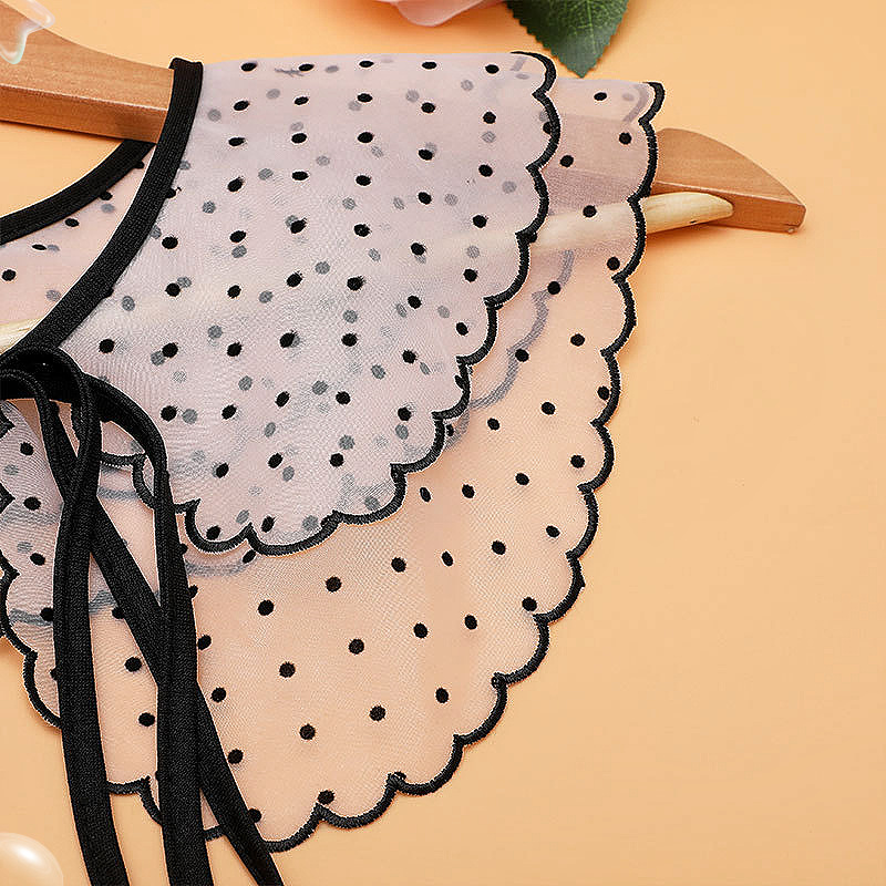 Camisas de encaje de verano cuello falso doble encaje ondulado cuello de muñeca vestido de moda cuello de material de camisa comercial image 4