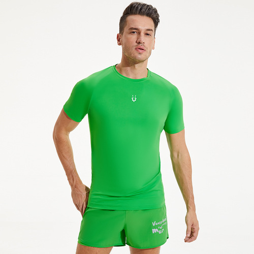 Men's Short Sleeve Summer Round Neck Reflective Print Sports T-Shirt for Outerwear Running Marathon Training Fitness Clothing