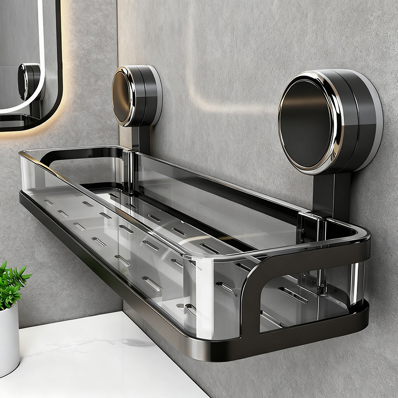 Suction Cup Storage Rack Bathroom Washbasin No-Drill Toilet Wall-Mounted Light Luxury Storage Shelf