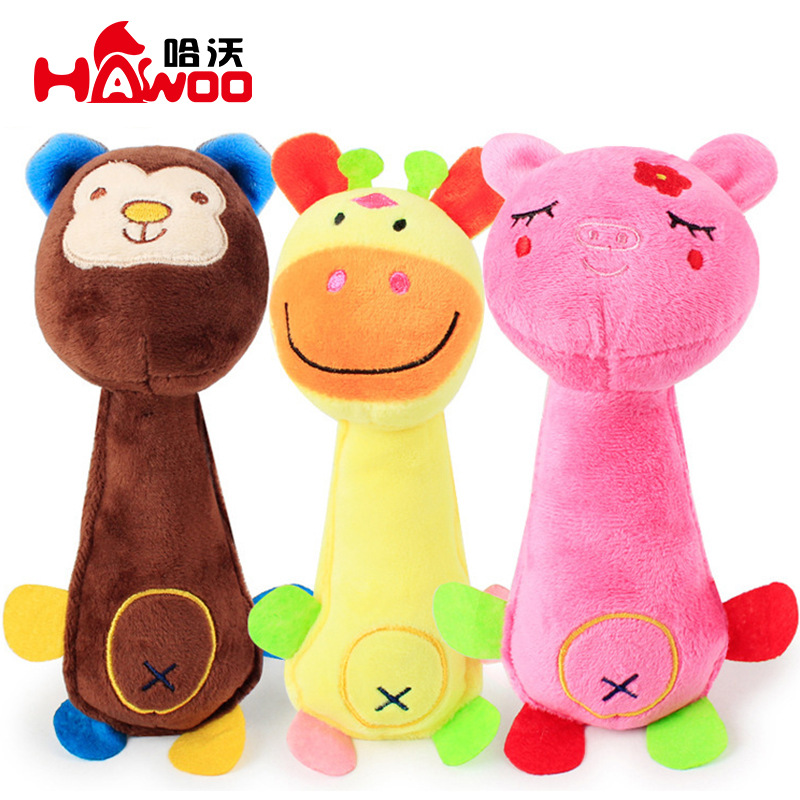 En stock al por mayor transfronteriza HAVO felpa sonido sonriente cara animal mono ciervo cerdo perro juguete mascota