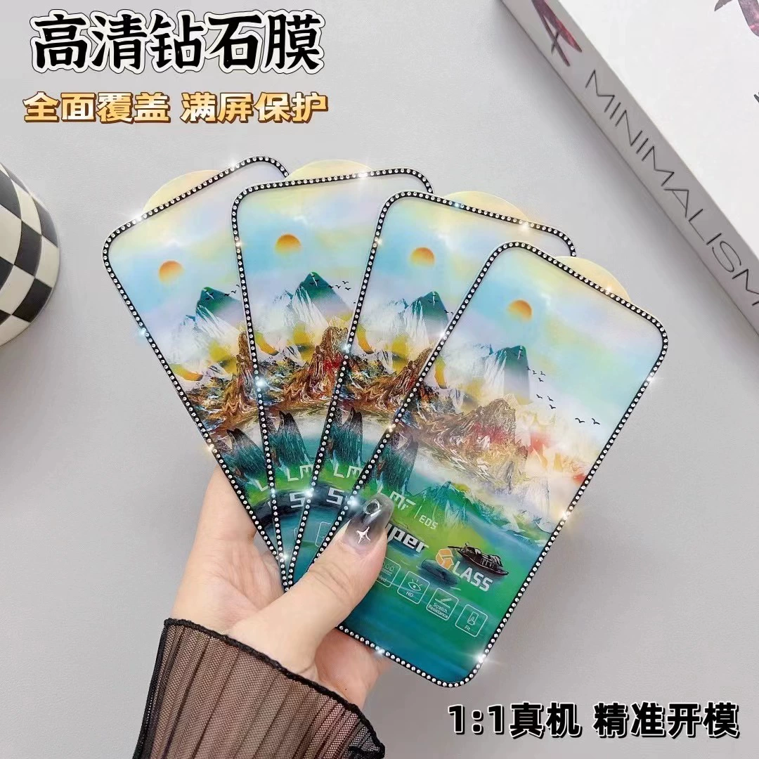 Suitable for Apple 17 15 iPhone 14 13 12 Pro Max New Diamond Electroplated Tempered Film 3D Stand