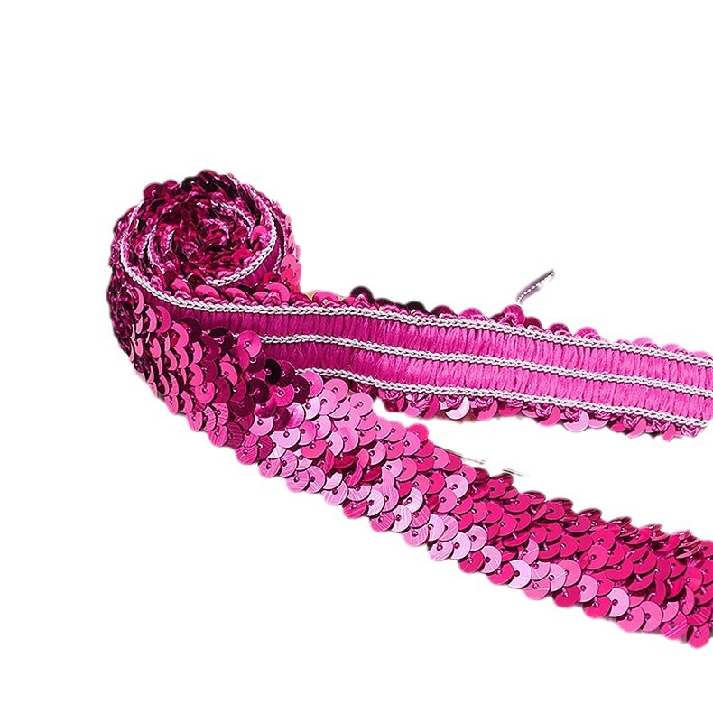 Accesorios de ropa de baile 3cm lentejuelas tres filas de cuentas elásticas con cable banda de encaje durante todo el año en stock 26 colores