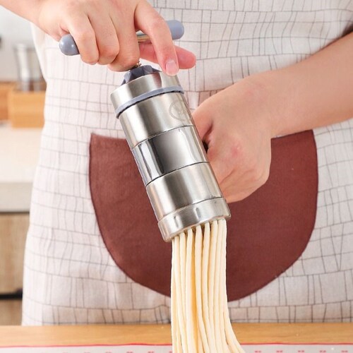 Stainless steel manual noodle machine, kitchen small hand-operated noodle press, household three-dimensional manual noodle press