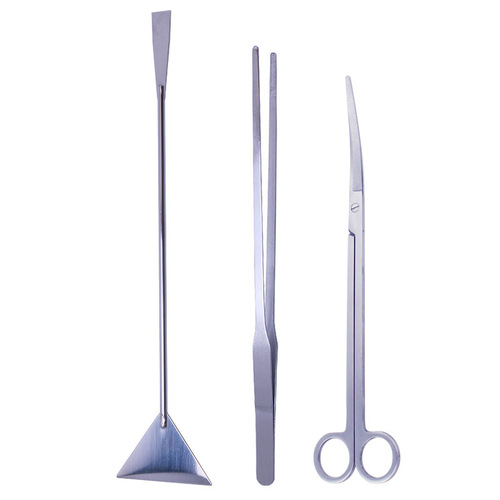 Aquatic Plant Tool Set of 5 Pieces: Plant Trimming Tool, Stainless Steel Round Head Plant Scissors, Tweezers, and Flat Sanding Tool