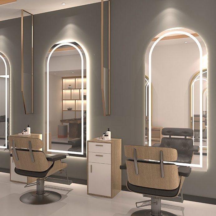 Espejo de peluquería simple, espejo especial para salón de peluquería, espejo de caída geográfica, mesa de peluquería red, lámpara de cinta roja luminosa unilateral, espejo inteligente de pared colgante image 14