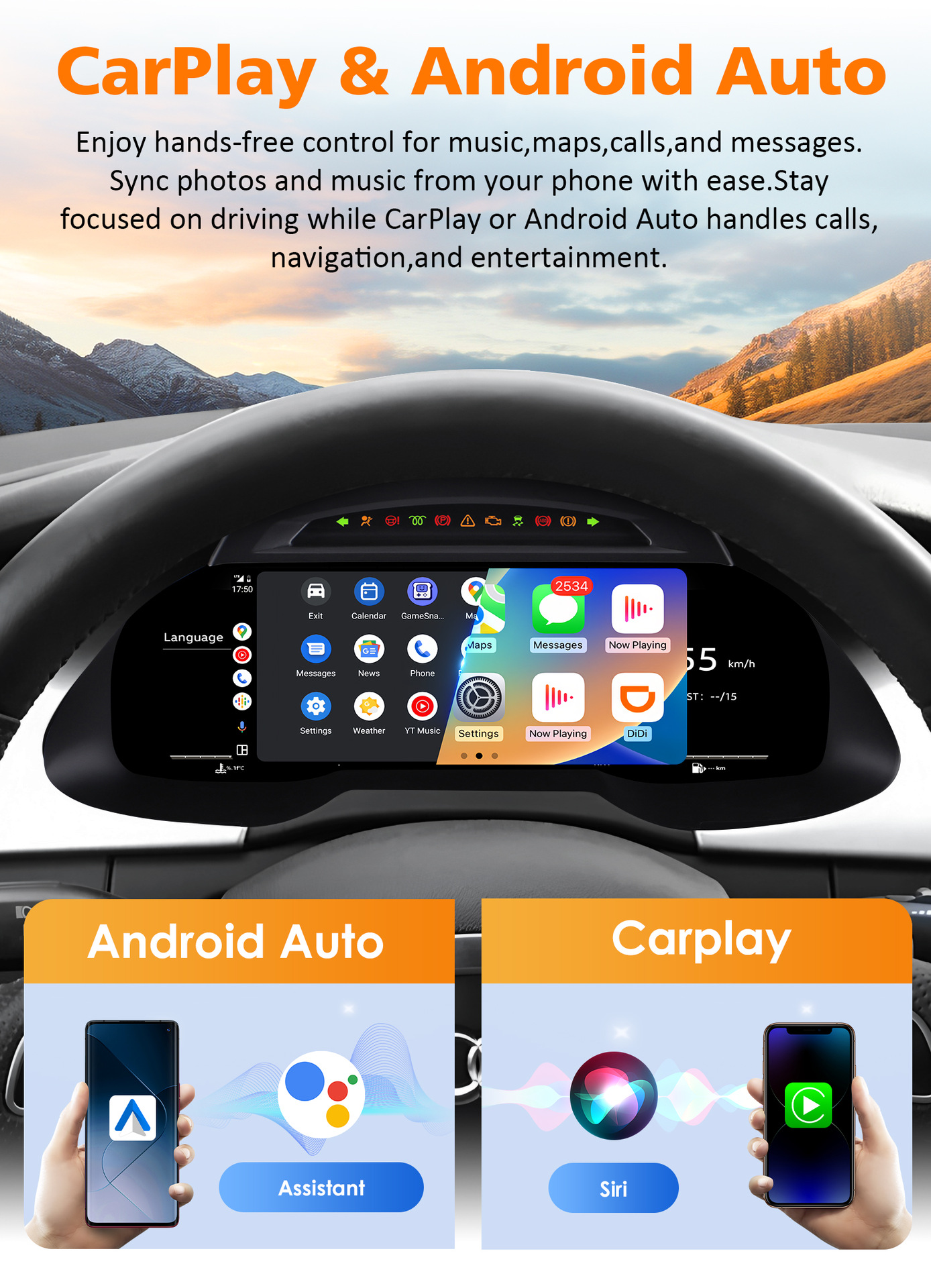 12.3inch Suitable for 09-12 Model Audi A4 Dashboard Modification with Carplay Function Full Lcd Dashboard
