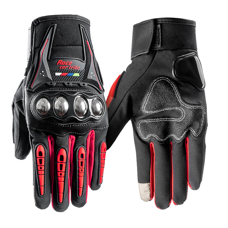 Carreras tribu motocicleta guantes de montar los hombres de otoño e invierno resistente a la caída guantes de la motocicleta de la bicicleta de las mujeres de equitación