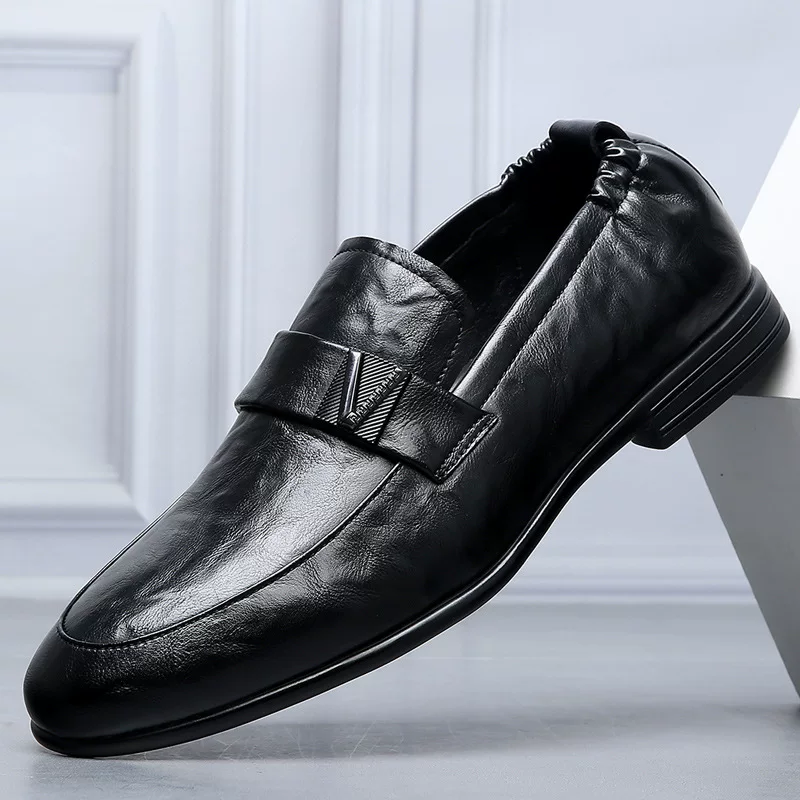 Elite classic suit for leather shoes, wedding shoes for black leather for leisure, soft sole, Korean style