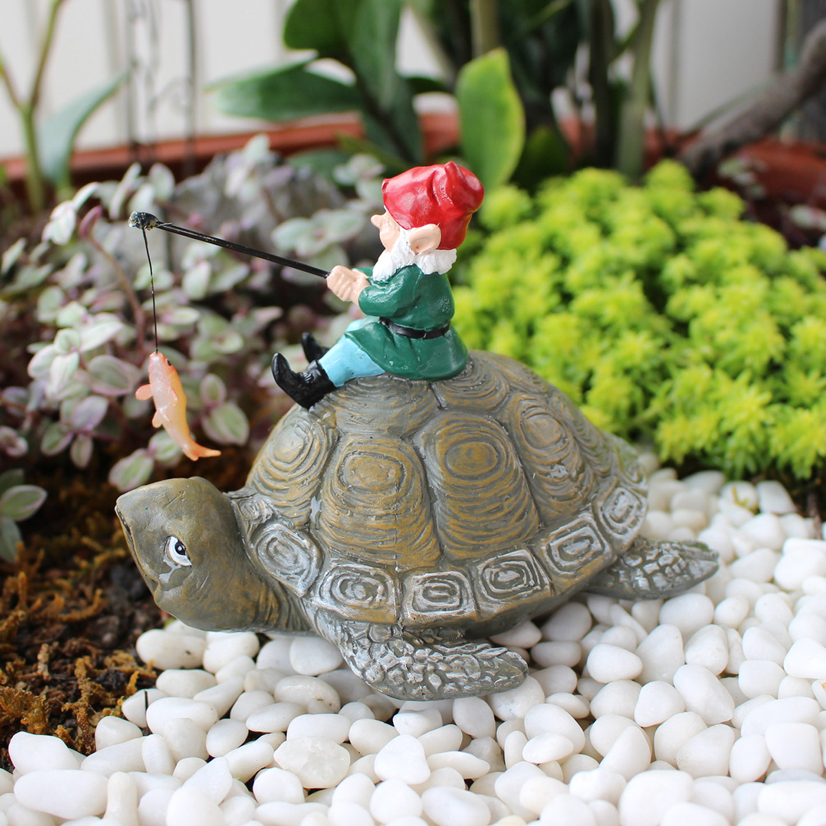 new resin ornaments courtyard decoration gardening gnome mount turtle fishing dwarf statue micro-landscape now