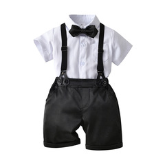Boys' Summer British Gentleman Belcher Suit Two-Piece Set Wholesale Children's Clothes Summer Short-Sleeve Men's Foreign Children's Clothing