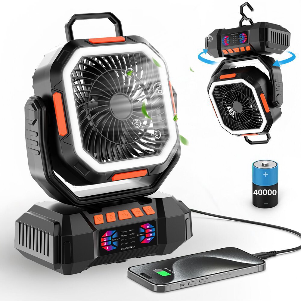 Ventilador de campamento al aire libre transfronterizo conveniente USB de carga inalámbrica control remoto gran ventilador de campamento de viento lámpara de pesca