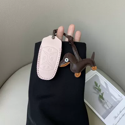 02 09 High-End Car Key Chain – Car key bag - lynk-co-model-a-lychee-powder-brown-dachshund
