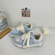 厚底低帮板鞋女学生2024新款星星帆布鞋韩版百搭休闲女鞋得物代发