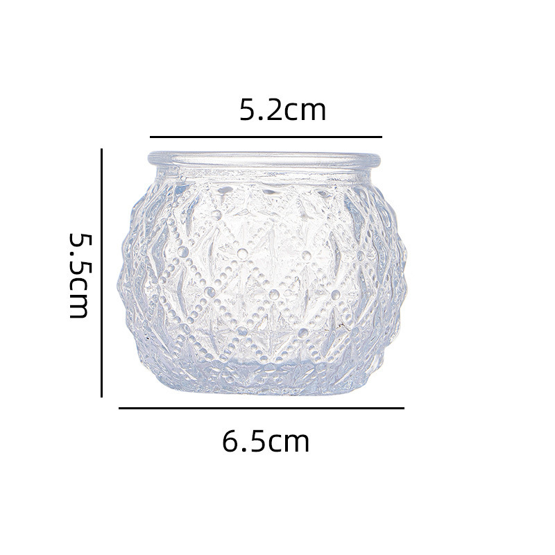 Transfronterizo Amazon para el conjunto de vela de vidrio en relieve, taza de cera de banana de color, candelabro a rayas, patrón de diamante