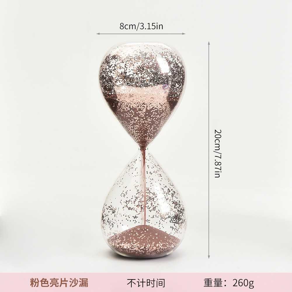 Reloj de Arena de Vidrio con Lentejuelas de Vidrio Borosilicato Decorativo para Escritorio