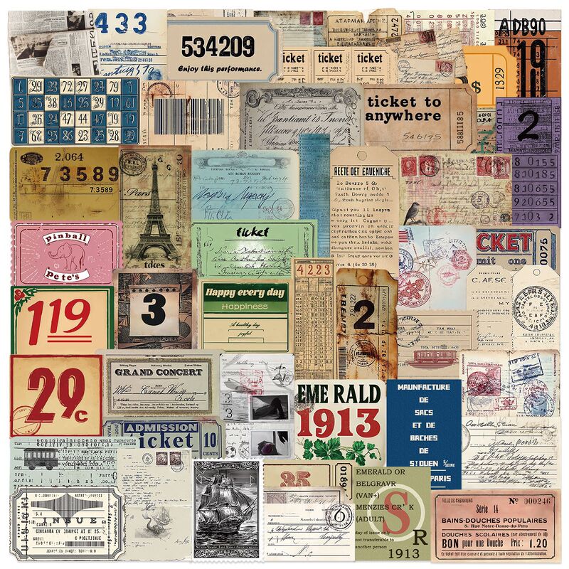 50 Cartoon Retro Old Design Graffiti Stickers Decorative Guitar Notebook Luggage DIY Waterproof Wholesale