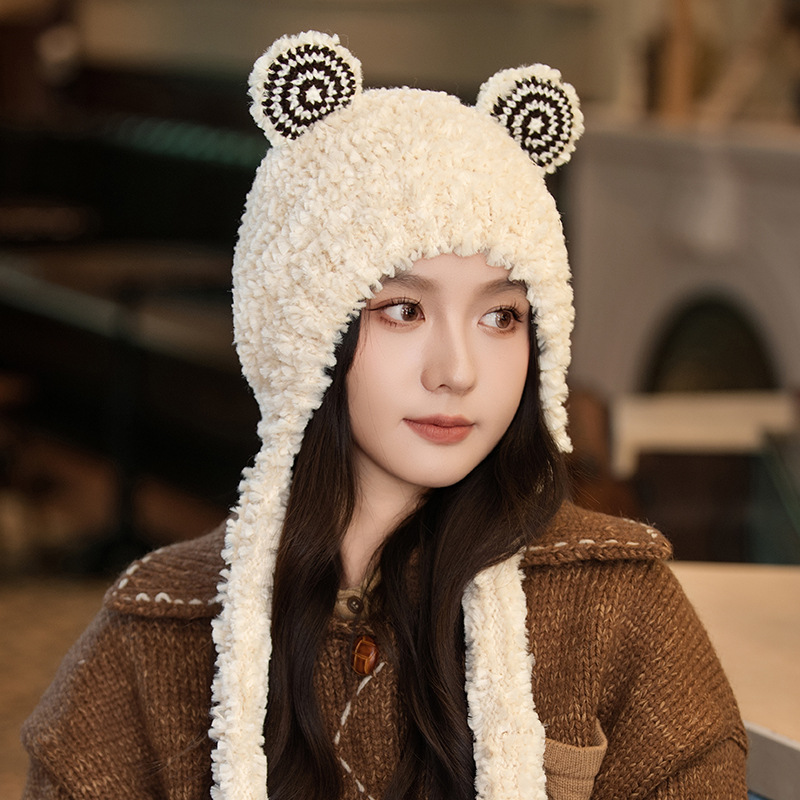 Cappello a rana in peluche da donna con paraorecchie invernali_voghion.com