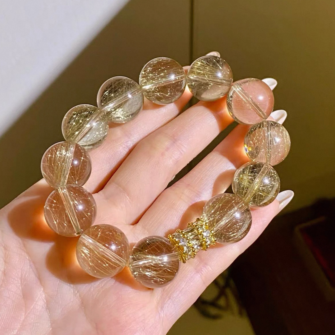 14K Gold-Plated Color-Preserving Crystal DIY Accessories Large Zircon Spacer Beads Bracelet Accessories Necklace Jewelry