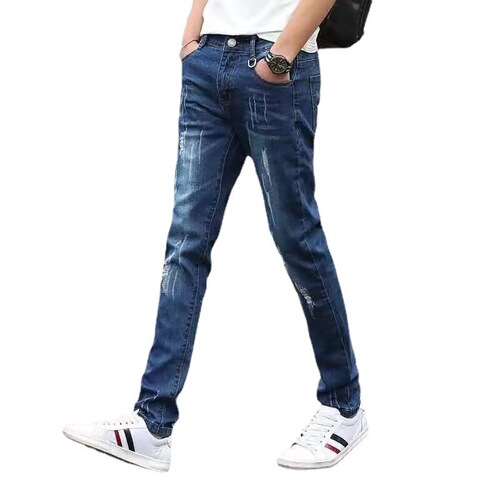 Men's Spring and Autumn Style Jeans, Korean Version, Trendy Elastic Tapered Ankle Casual Pants, Men's Elastic Work Long Pants