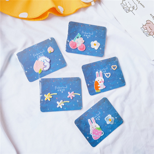 INS Cartoon Fabric Embroidered Shoe Stickers Sneakers Canvas Bag Self-Adhesive Seamless Planet Meteor Flower Rabbit Cloth Stickers