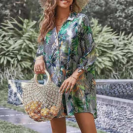 欧美新款亚马逊女装中长开衫女式上衣宽松版型时尚百搭