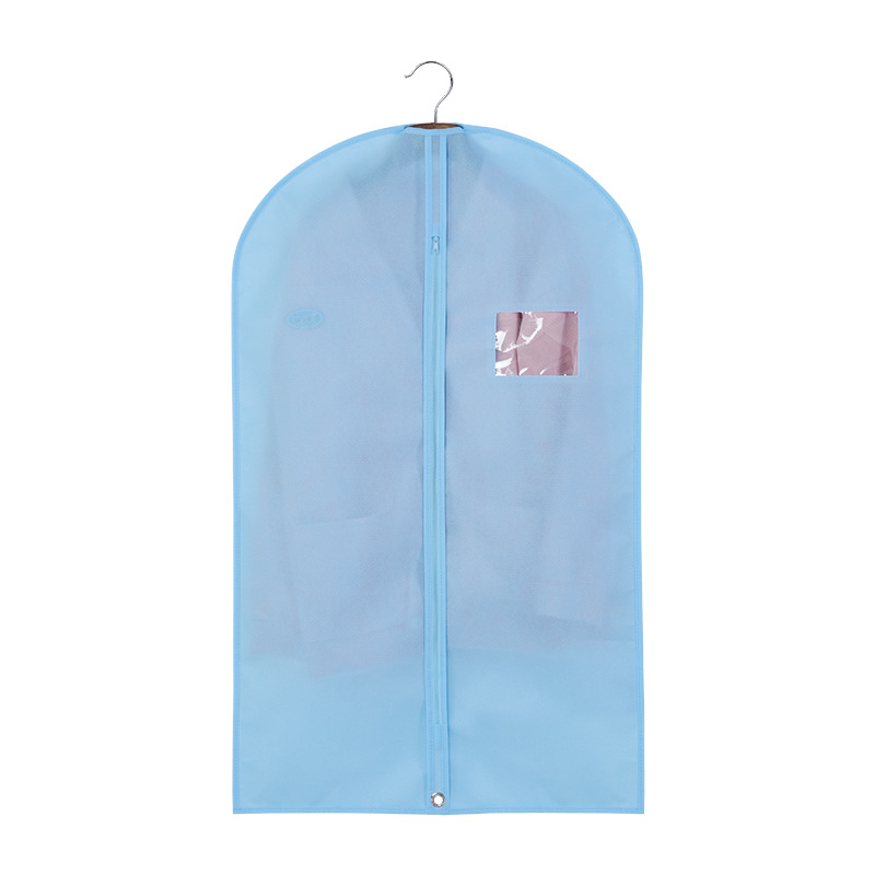 En stock ropa no tejida bolsa de polvo ver-a través de la tarjeta de visita boca colgando ropa bolsa traje abajo chaqueta de alta gama bolsa de embalaje