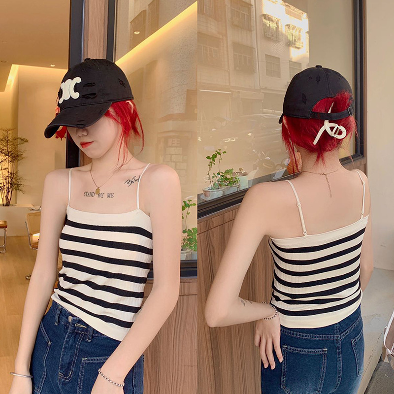 Contraste de color rayado Punto Belleza espalda camisola montaña fija las mujeres interior y exterior desgaste bottoming chaleco Delgado