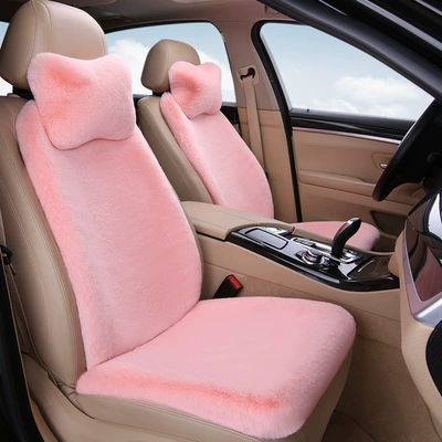 Seat cushion, seat cover: Headrest, Lumbar Pillow - dusty-rose-single-seat-cover-backrest-cover-and-neck-pillow-thick-plush-set-of-3