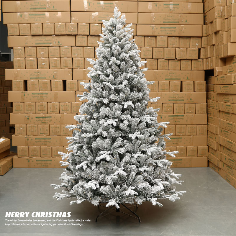 Nuevo árbol de Navidad pe blanco transfronterizo flocado árbol automático de nieve gran decoración de Navidad decoración de decoración