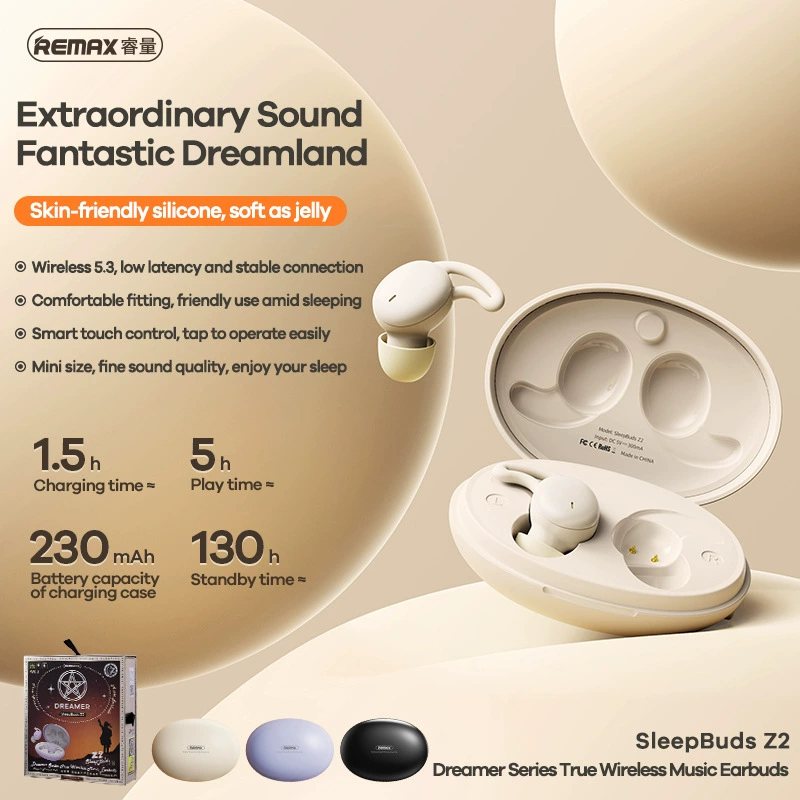 Наушники REMAX Dreamer Sleep с Bluetooth 5.3TWS, с низкой задержкой, шумоподавление, кожаносоприкосновенная мягкая силиконовая подкладка