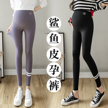 春季新款孕妇打底裤百搭外穿鲨鱼皮裤弹力小脚裤孕妇装