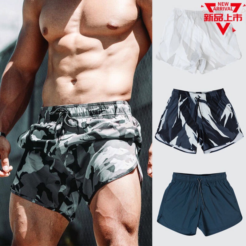 2022 summer new trendy sports running loose camouflage shorts cycling fitness sweat stretch shorts men