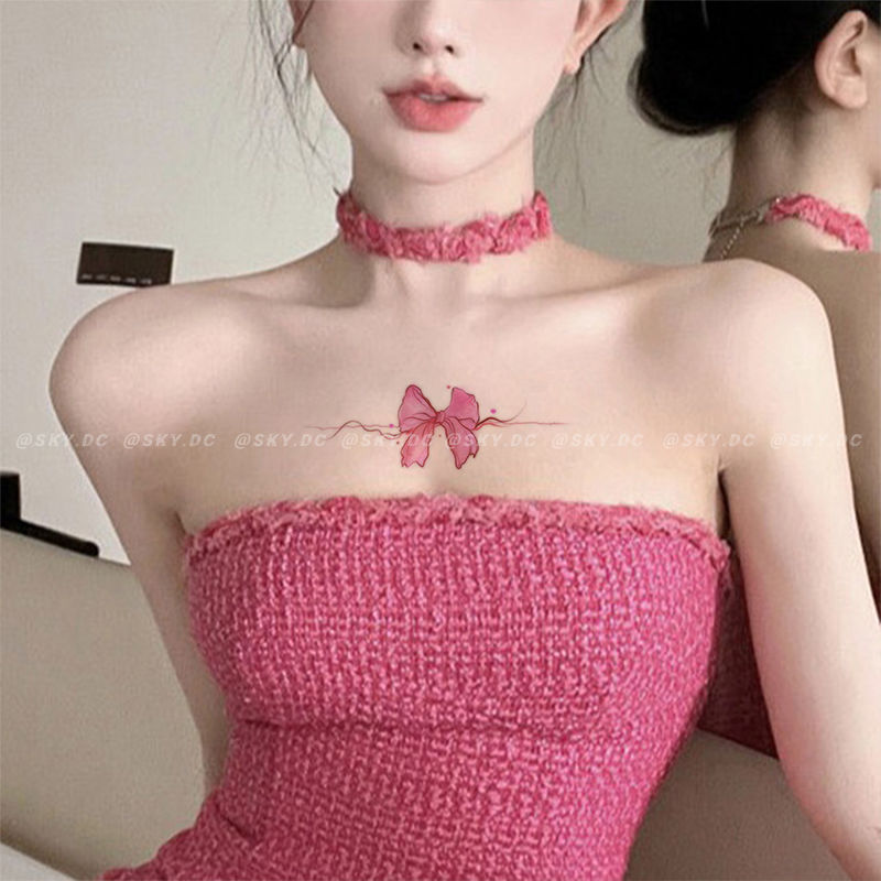 Bowknot Color Tattoo Stickers Niche Ins Pure Desire Style Hot Girl Sweet Cool Disposable Washable Cute Stickers