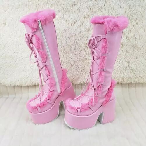 2022 Autumn and Winter New Women's Shoes Fashion Thick-Soled Fur Boots High Heels 40-46 Large Size High Heel Women's Boots