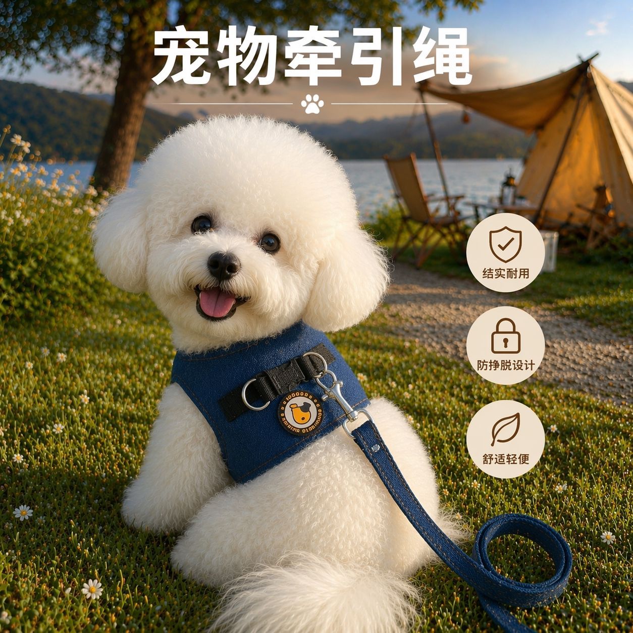 Chaleco de mezclilla correa para perro mediano y pequeño perro Teddy Bomei correa para el pecho perro mascota cuerda para caminar suministros para gatos