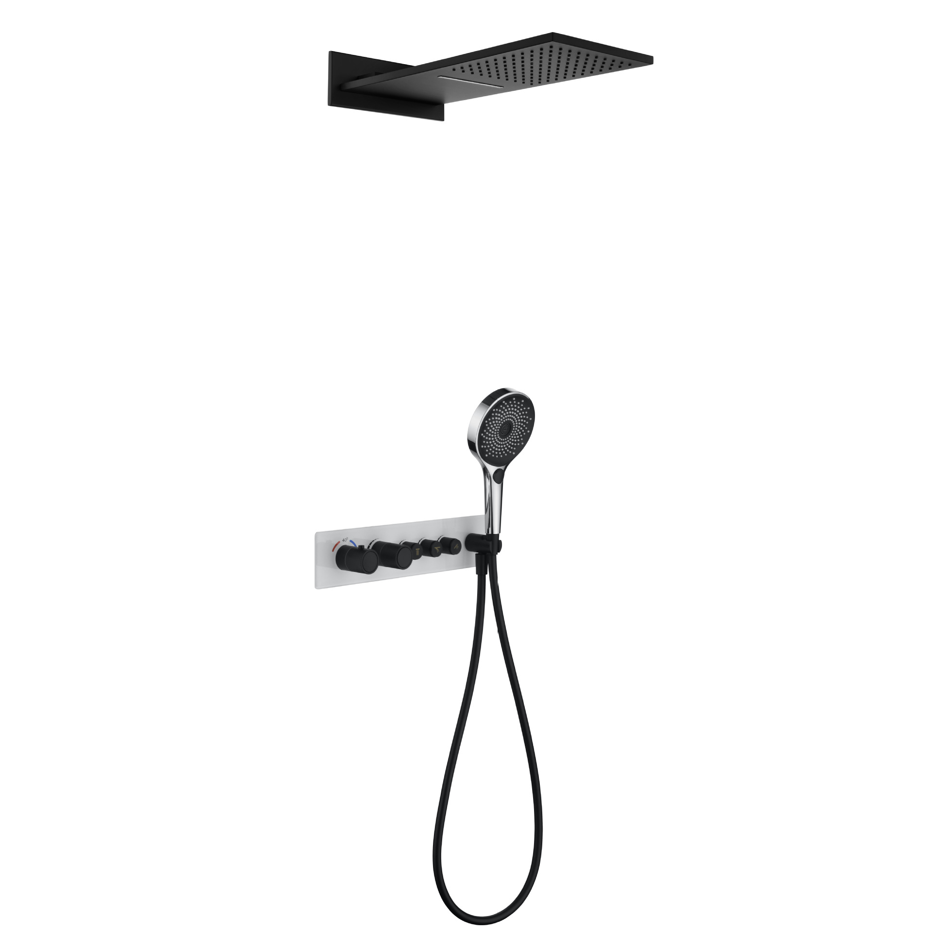 Traje de ducha de pared gris de pistola dividida de cobre transfronterizo oculto ducha de baño presurizado