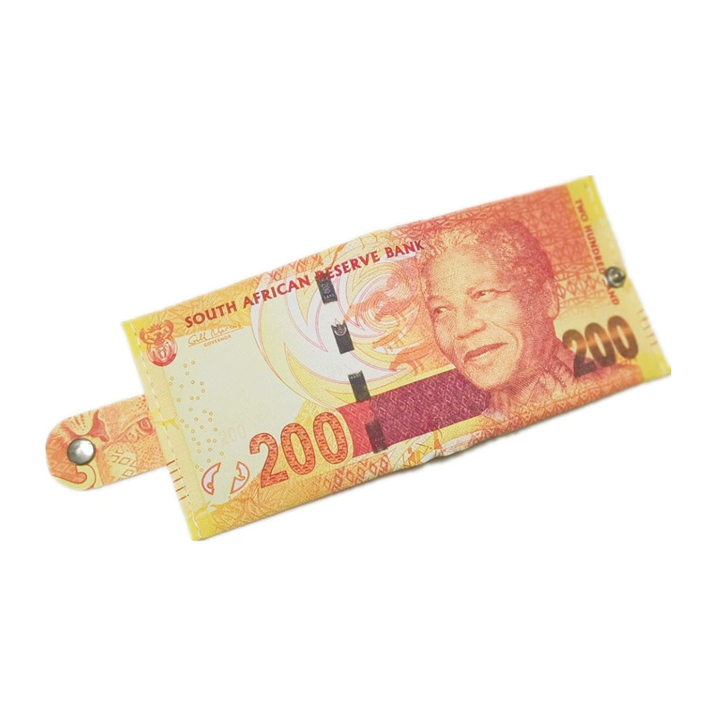 Short Wallet Canvas Card Holder, Compact 10.5×8.5×0.8 cm, Printed Currency Designs