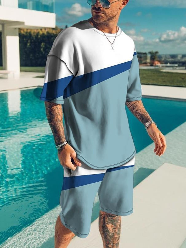 Hombre juego de cartas de verano camiseta de manga corta moda de dos piezas juego de manga corta calle impresión 3D