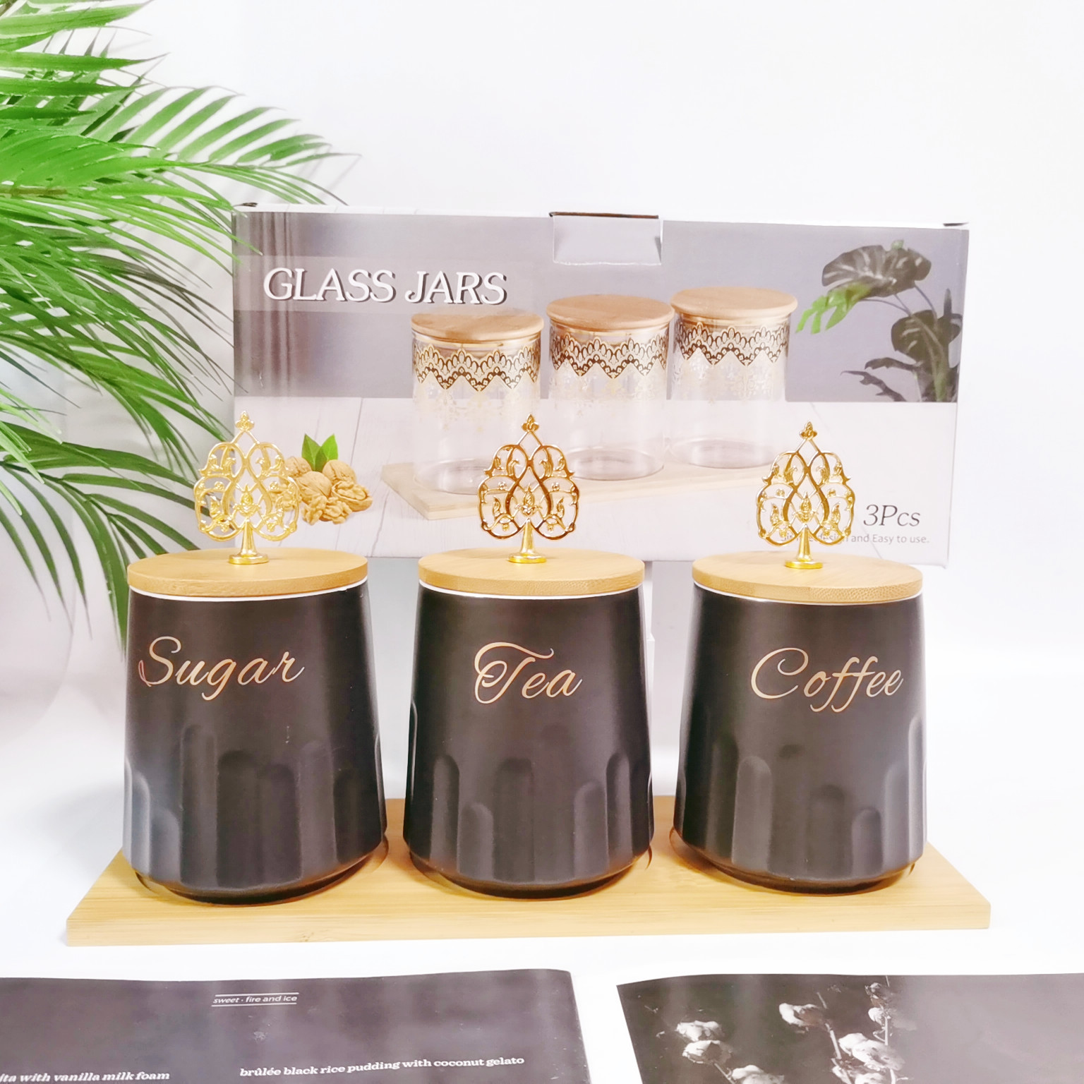 Exportación transfronteriza cerámica sellado tarro traje cocina condimento tarro multi-grano almacenamiento tarro café tarro de té tarro de azúcar