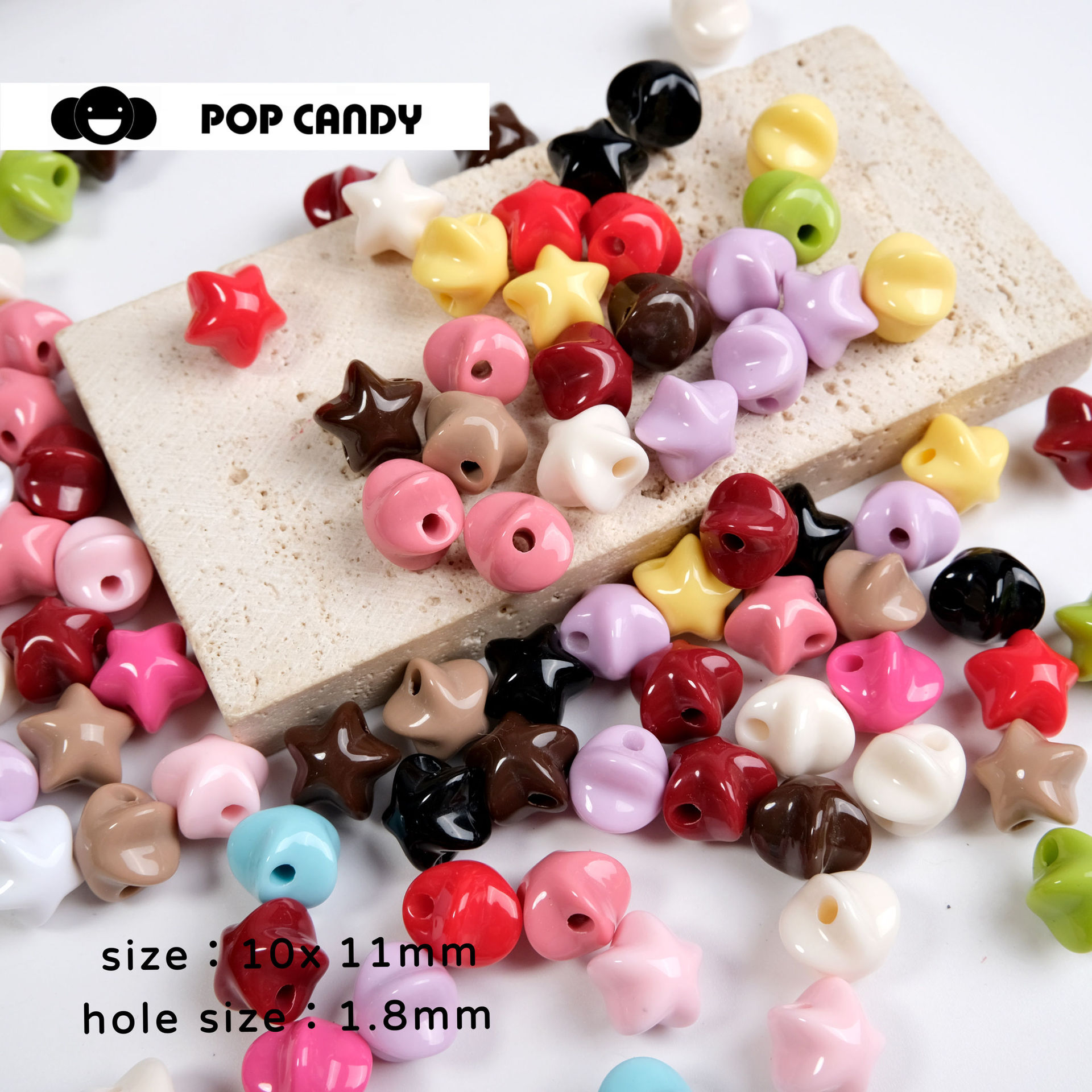 Acrílico color sólido estrella de cinco puntas accesorios pequeños cuentas accesorios de joyería de bricolaje hechos a mano cadena de teléfono móvil llavero material cuentas