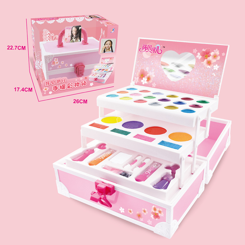 Cross-Border Amazon Children's Cosmetics Set Lipstick Blush Full Set Non-Toxic Little Girl Play House Makeup Toys