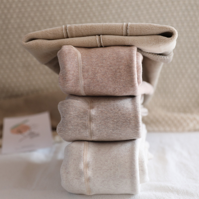 2000D燕麦色羊胎绒加绒加厚棉极细竖条纹保暖冬季打底连裤袜踩脚