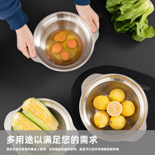 Extra Thick Non-magnetic Deepened Stainless Steel Bucket Baking Basin Stirring Egg Seasoning Basin Seasoning Basin and Dough Kneading Basin Bowl