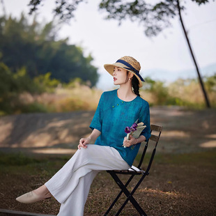 独特漂亮苎麻短袖